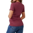 thumbnail image 3 of Blusa de lactancia de verano para mujeres INSPIRE CHIC, con cuello en V, manga corta, tops para embarazo, camisetas fruncidas, rojo mediano, 3 of 6