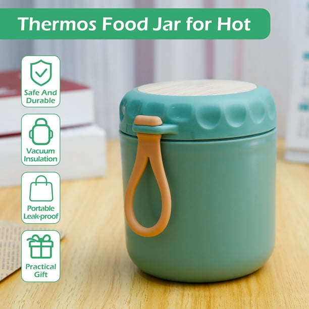Insulated Food Jar with Spoon 400ml 14oz Insulated Food Container Leakproof Vacuum Insulated Jar Portable Hot Food Insulated Jar Reusable Insulated