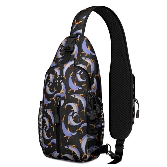 Crossbody Sling Backpack for Women Men Crazy Cute Shark Shoulder Sling Crossbody Casual Chest Bag for Travel Sports Running Hiking