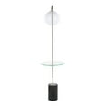 thumbnail image 4 of Symbol Contemporary, Glam Floor Lamp with Clear Glass Side Table, Nickel Metal Accents, Black Marble Base, and White, 4 of 7
