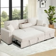 thumbnail image 2 of Hybition L-Shaped Sleeper Sectional Sofa with Storage Chaise, Pull Out Bed, Drop-Down Table, Cup Holder, USB Charging, Couch for Living Room-Color:Beige, 2 of 9