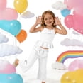 thumbnail image 6 of FRSASU Girls 2 Piece Sets Sleeveless Ruffled Hem Pleated Tops and Wide Leg Pants Summer Outfit Clothes for 4-15 Years White, 6 of 8