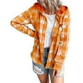 thumbnail image 2 of Fartey Plaid Jackets for Women Flannel Hooded Shacket Coats Oversized Button Up Jacket with Pockets Loose Comfy Long Sleeve Coats, 2 of 5