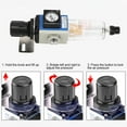 thumbnail image 4 of GFR200-08 Régulateur de Pression d'Air en Alliage d'Aluminium - G1/4 Pouce, 0-0.9 MPa Pression Réglable, 1 MPa Pression de Travail Max, Précision de Filtration 5m, Tasse de Filtre 10cc, -5 à 70°C Température de Fonctionnement, 4 of 6