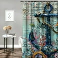 thumbnail image 2 of Creowell  Ocean Coastal Shower Curtain for Bathroom, Beach Theme Anchor Nautical Starfish Seashell Decor Bath Curtains, Retro Blue Wooden Vintage Waterproof Fabric Shower Curtain White, 2 of 7