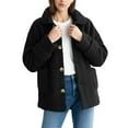 thumbnail image 3 of Karight Women's Soft Fluffy Blazer Jacket Lapel Collar Warm Thick Fuzzy Teddy Fleece Casual Double Breasted Jacket, 3 of 6