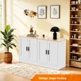 thumbnail image 6 of 53.1“W 4 Door Buffet Cabinet, Coffee Bar Cabinet with Adjustable Shelf, Kitchen Buffet Sideboard for Living Room, Kitchen, White, 6 of 8