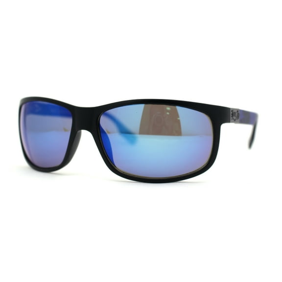 Locs Mens Color Mirror Color Smoke Arm Sport Sunglasses Black Blue Blue Mirror