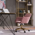thumbnail image 2 of Modern Accent Armchair, Comfy Upholstered Leisure Chair with Backrest, Velvet Fabric Swivel Vanity Chair, Height Adjustable Office Chair, for Living Room, Bedroom, Makeup Room, Pink, D4423, 2 of 10