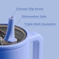 thumbnail image 3 of HydroJug Traveler - Botella de agua con asa y pajita abatible - Cabe en portavasos, vaso resistente a fugas, reutilizable, aislado, de acero inoxidable y base de goma - Regalos para mujeres y hombres, 3 of 4