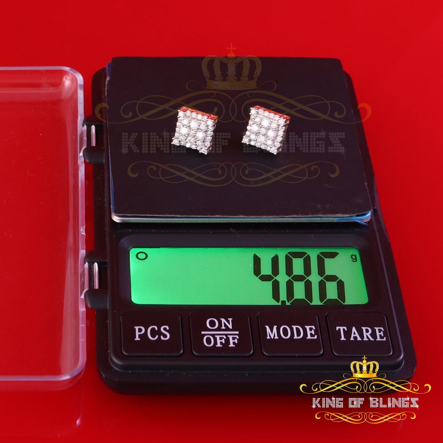 Stud Square D Color Genuine Moissanite Earrings 1.75 ct. t.w., 10k, Yellow Gold