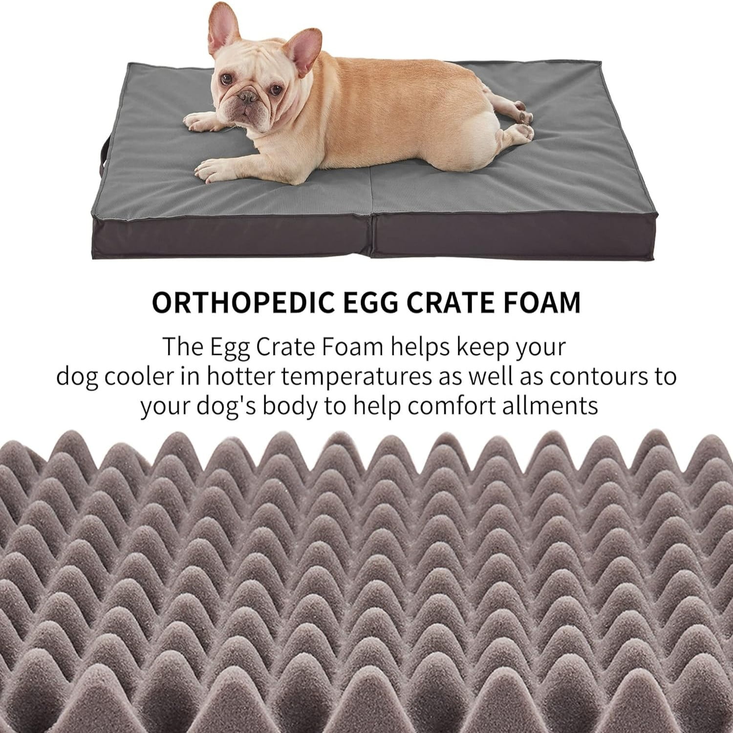 WATANIYA Foldable Travel Dog Bed, Outdoor Waterproof Orthopedic Pet Bed Mattress, Grey
