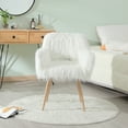 thumbnail image 6 of SYNGAR White Faux Fur Upholstered Chair for Bedroom, Cute Desk Chair with Backrest and Armrest, Elegant Makeup Vanity Chair with Wood Style Metal Leg for Living Room, Easy Assemble, 6 of 12