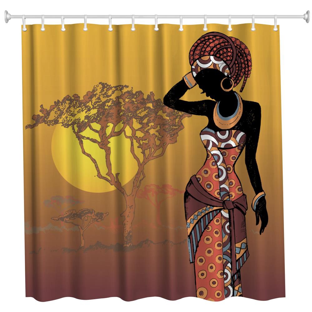 Waterproof Bathroom Curtain Africa Shower Curtain Polyester Woman In