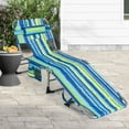Goplus Tanning Chair, Folding Adjustable Patio Lounge Chair with Face Hole, Removable Pillow