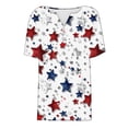 thumbnail image 5 of SELONE Womens T Shirt Memorial Day Plus Size Short Sleeve Notch Neck Button 4th of July Graphic Apparel Red White Blue Wear Clothes Gifts Activewear M, 5 of 5