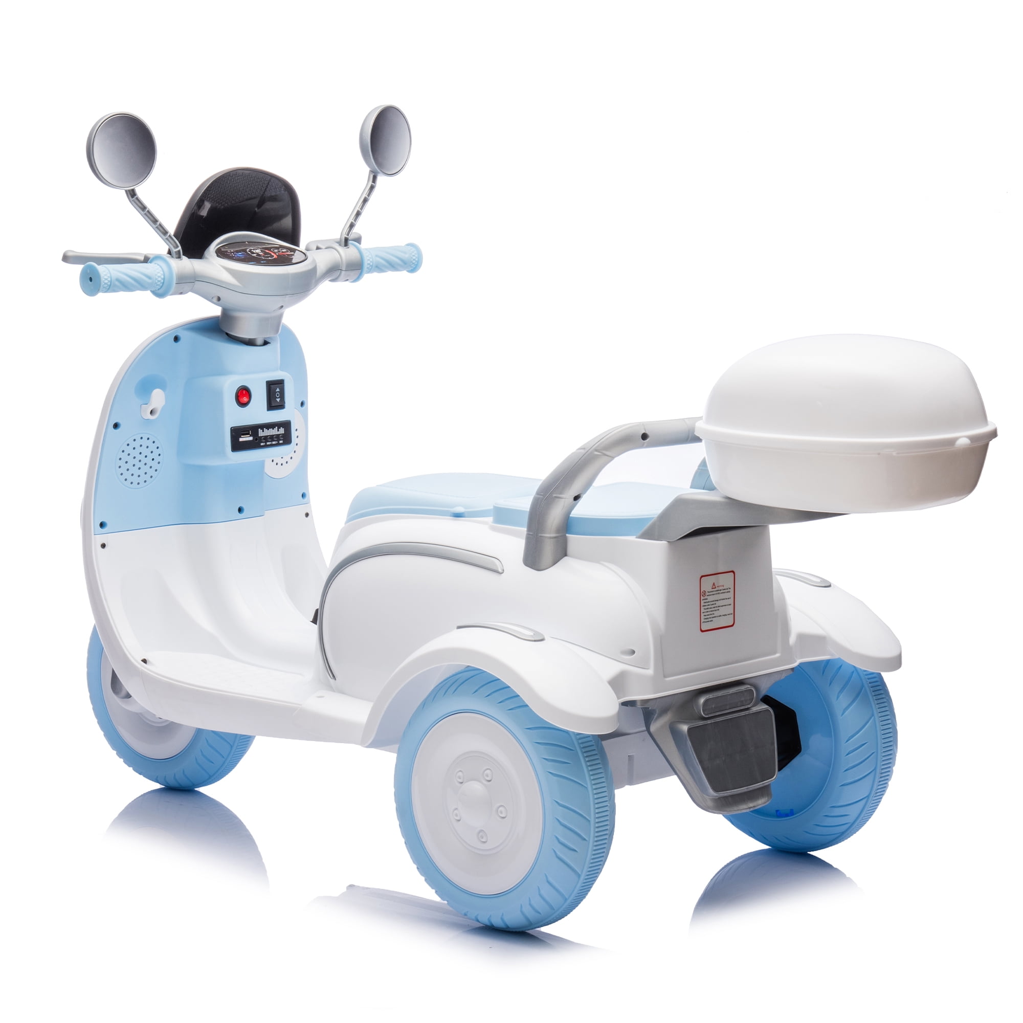 Urday 12V Kids Electric Motorcycle with Parent Seat, Dual 25W Motors 3-Wheeled Ride On Toy, Bluetooth Music, USB, High Weight Capacity 132 lbs, Beige