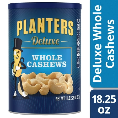 Planters Deluxe Whole Cashews, 18.25 oz Canister