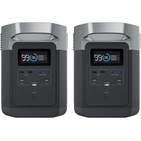 EcoFlow Portable Power Station 2 X DELTA, 1260Wh Camping Lithium Battery Pack with 6AC Outlets 1800W (Peak 3300W,100V-120V), Solar Generator for Outdoors RV Emergencies Home
