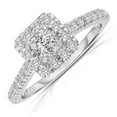thumbnail image 2 of 2.00 Carat Princess cut Halo Diamond Moissanite Engagement Ring with 18k Gold Plating, 2 of 2