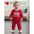 thumbnail image 6 of BemeyourBBs Newborn Baby Boy 2 Piece Outfits Valentine Day Clothes Little Love Romper Long Sleeve Jumpsuit with Hat Set, 6 of 9