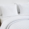thumbnail image 3 of Chezmoi Collection Iris 3-Piece Washed Microfiber Quilt Set with Pom Pom Trim – Soft Lightweight Bedspread Bedding Set, Queen, White, 3 of 9