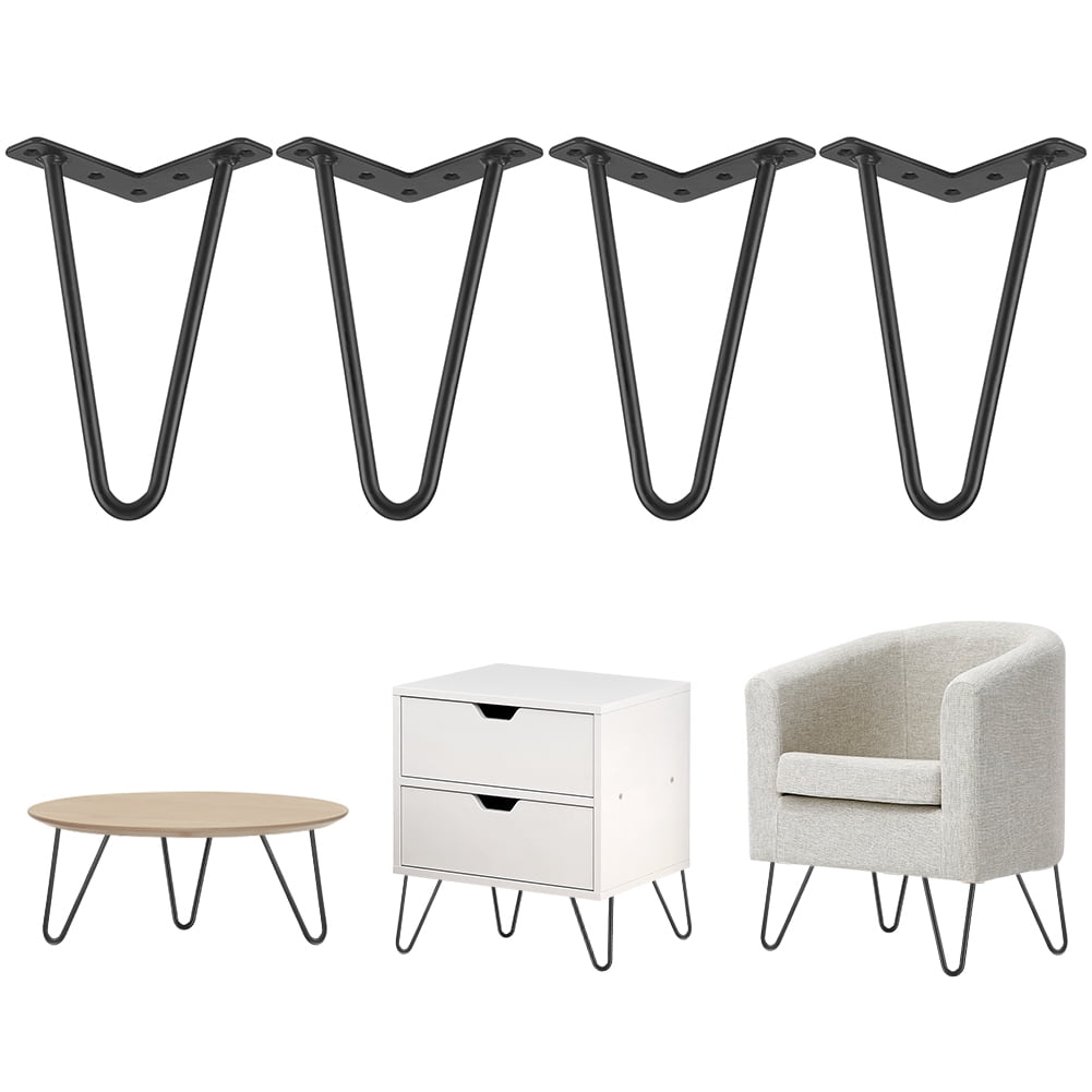 DOACT Heavy Duty Hairpin Table Legs Set of 4 Black Metal Legs for Table