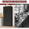 thumbnail image 5 of ChVans Farmhouse 71" Tall Kitchen Pantry with 12 Hanging Shelves, 4 Barn Doors Pantry Storage Cabinet with Load-Bearing Steel Pipe and Adjustable Shelves for Kitchen, Dining Room, Living Room, Black, 5 of 11