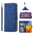 thumbnail image 1 of Funda Tipo Billetera para iPhone 16e Carcasa Abatible con Porta Tarjetas, Bolsillo para Efectivo, Soporte Ajustable, Cierre Magnético y Correa de Muñeca Azul, 1 of 6