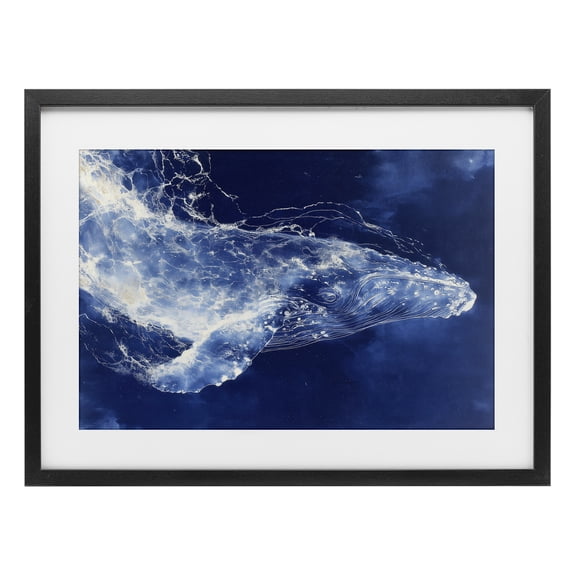 Stupell Industries Modern Whale in Motion Black Framed Print Under Glass, 20 x 14, by Chromatic Storm Studio