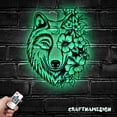 thumbnail image 3 of Craftnamesign Floral Wolf Metal Wall Art LED Light, Wolf Sign Home Decor, Ideal for Home Decor, 3 of 5