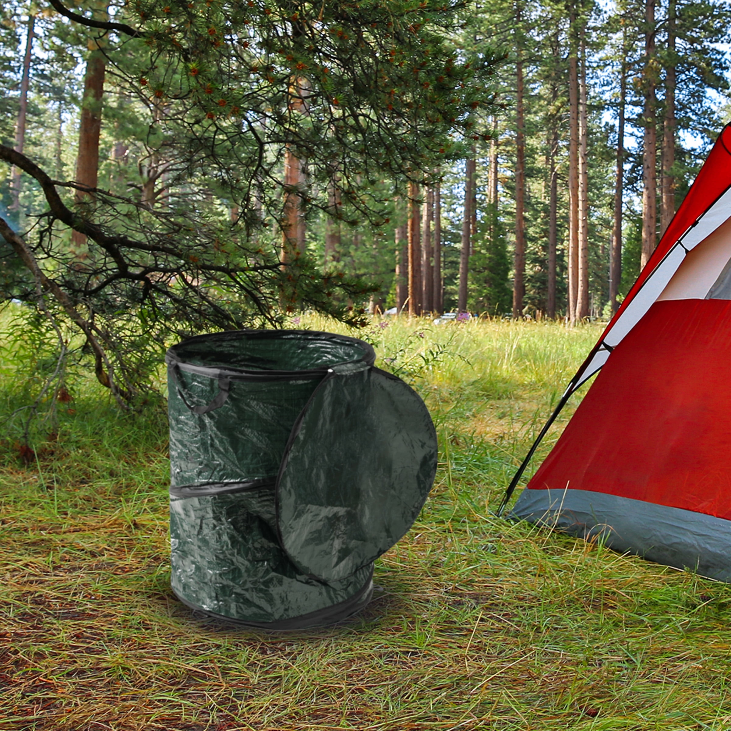 Wakeman 29.5-Gallon Pop Up Outdoor Garbage Can - Collapsible Trash Can for Parties, Yard Waste, or Laundry - Camping Accessories