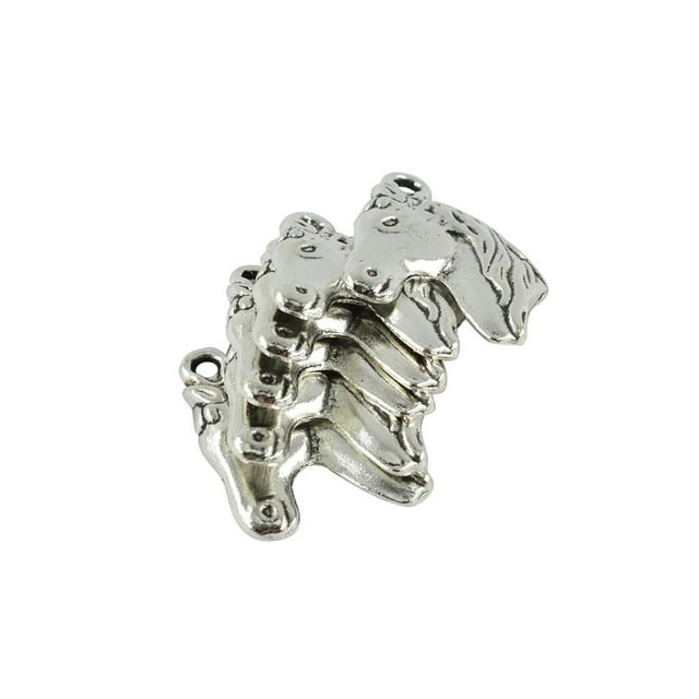 20PCS Western Horse Head CharmS Vintage Biker Cowboy para pendientes de collar Plata Sunnimix Colgante de la forma de la cabeza de caballo