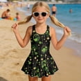 thumbnail image 3 of DISNIMO Girls' Swimsuit Saint Patrick Leaf Printed One-Piece Bathing Suit with Skirt Quick Dry Swim Dress U Neck Swimwear Hawaiian Summer Swimdress for Beach Pool Party, 3 of 8