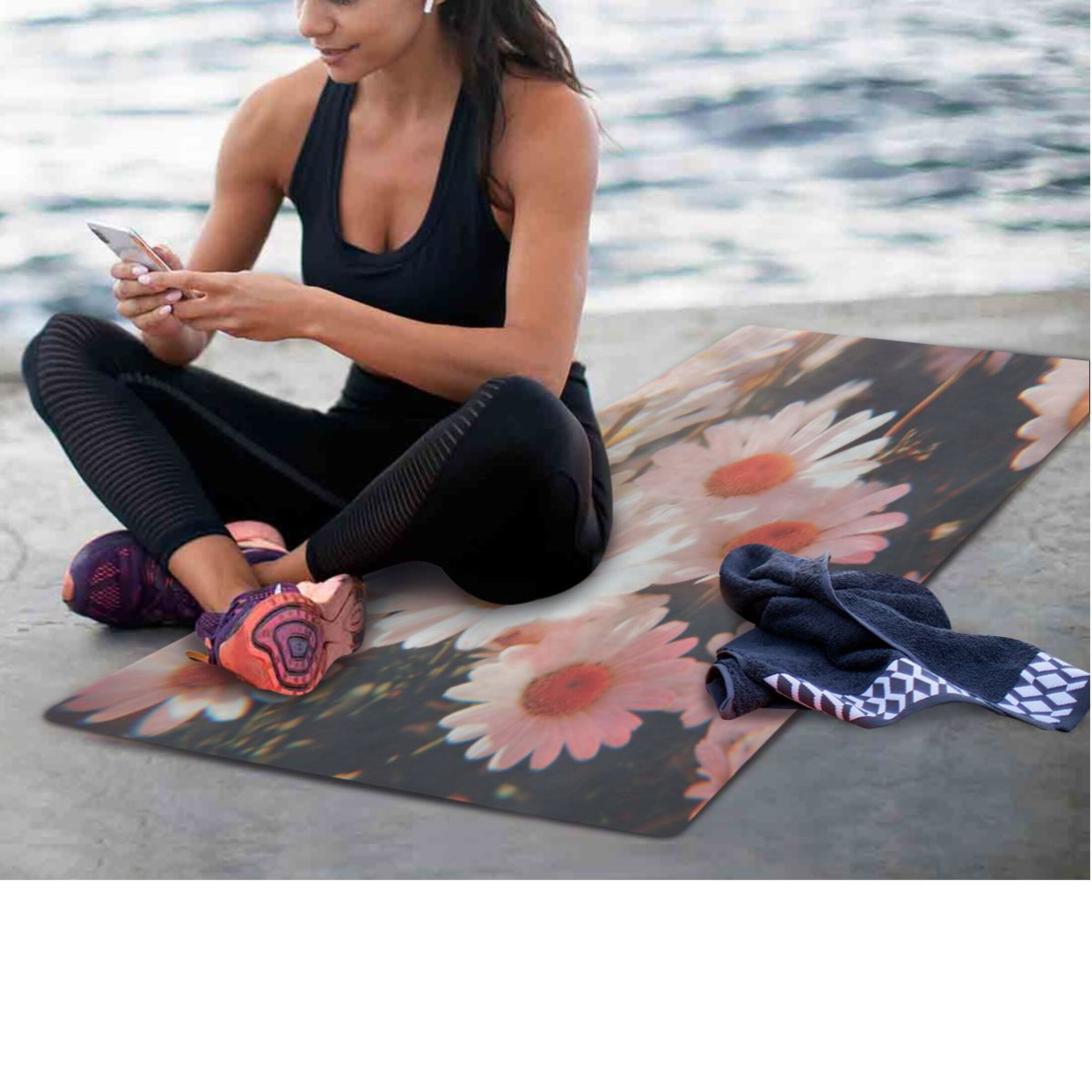 BZSMCE Yoga Mat Women Fitness Mat Daisy Field Pattern