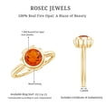 thumbnail image 5 of Rosec Jewels Real Fire Opal Flower Engagement Ring - Bezel Set Opal Solitaire Ring - 1.6 Carat - AAA Grade - with Jewelry Box, 10K Yellow Gold, US 4.00, 5 of 9