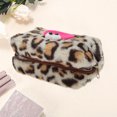 thumbnail image 3 of Unique Bargains 1 Pc Leopard Printing Drawstring Makeup Bag for Vacation Business Travel Plush Light Brown, 3 of 6