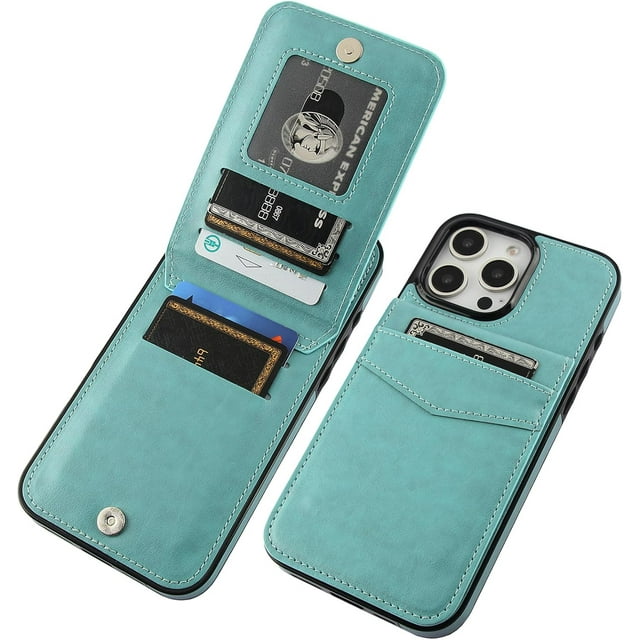 MYKOMI Compatible with iPhone 16 Pro Max Case Wallet with Credit Card Holder, Flip Premium Leather Magnetic Clasp Kickstand Heavy Duty Protective Cover for iPhone 16 Pro Max 6.9 Inch