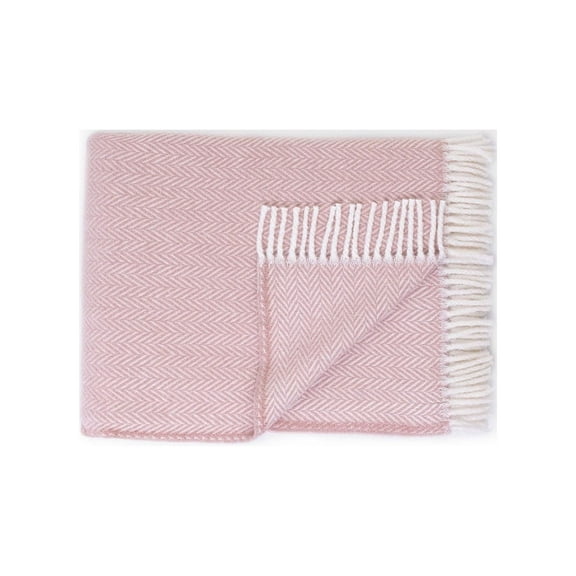Pink and White Dreamy Soft Herringbone Throw Blanket