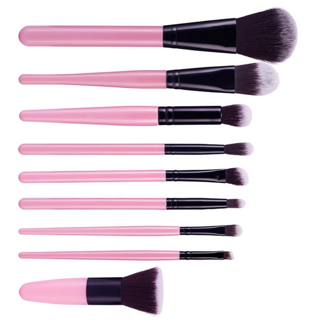 Juego de Brochas de Maquillaje Profesional Sunnimix 9 Piezas Cepillos Faciales para Ojos Rosa Negro