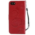 thumbnail image 3 of iPhone SE Case 2022/2020, iPhone 7/ 8 Wallet case, Allytech Pretty Retro Embossed Butterfly Flower Design PU Leather Book Style Wallet Flip Case Cover for Apple iPhone SE 2022/2020 - Red, 3 of 6