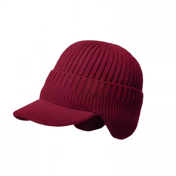 TELOLY Winter Beanie Hat,Warm Earflap Hat Knitted Newsboy Hat - Winter Hat with Visor for Men Outdoor Activity