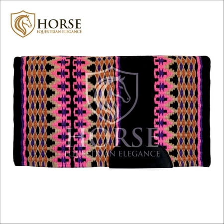Horse Equestrian Elegance Double Arrow Saddle Blanket 42x34 Lt Black & Pink