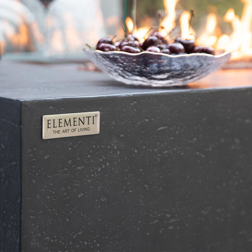 Elementi Andes Propane Fire Pit for Outside Outdoor Firepit Table with Internal Tank Holder Firepit Concrete Rectangular Fire Table Patio Heater Fireplace 60,000 BTUs - Dark Grey, 66 x 32 Inches