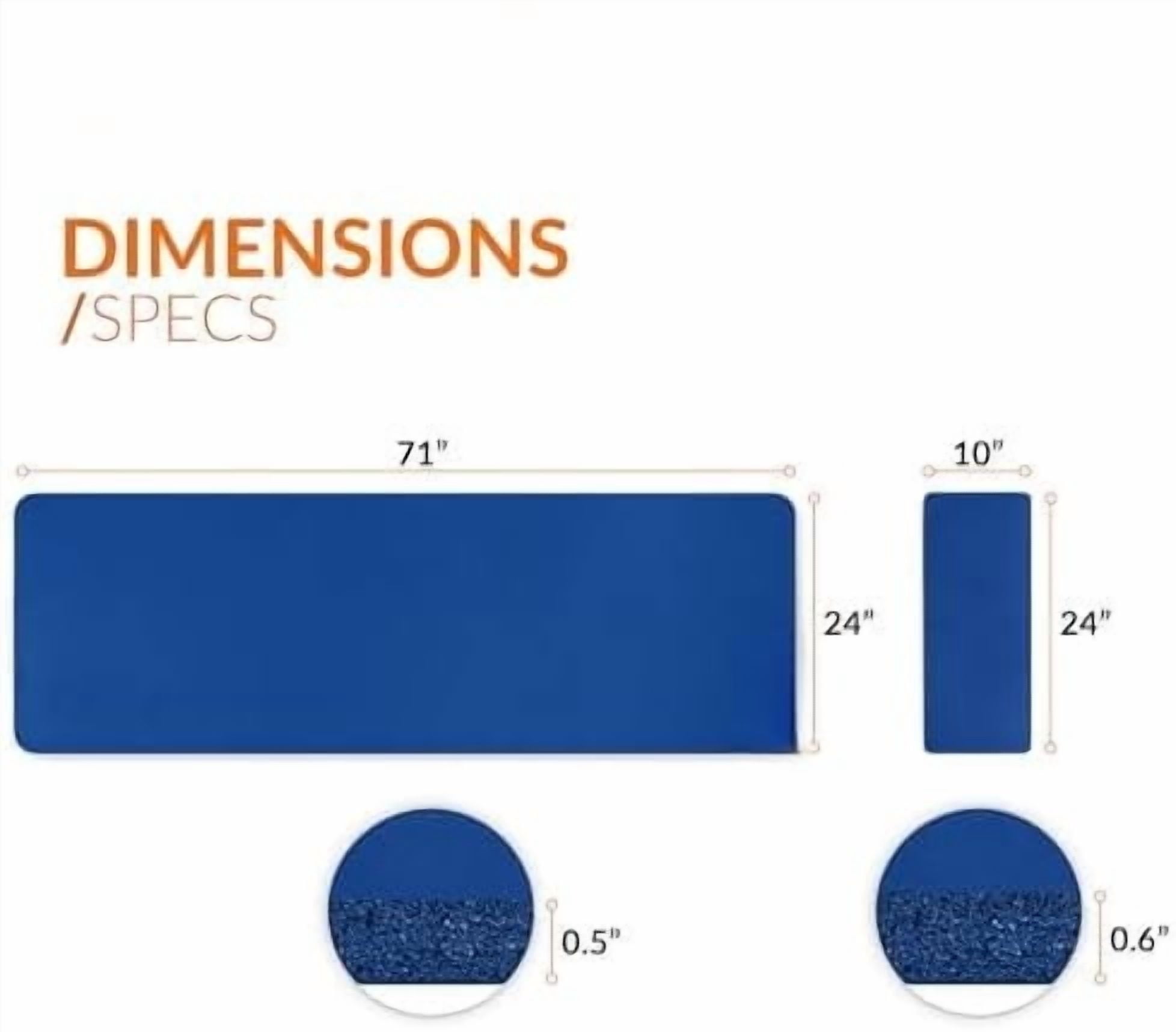 1/2-Inch High Density Exercise Yoga Mat with Strap | Multiple Options Blue,Yoga Mat w/Knee Pad