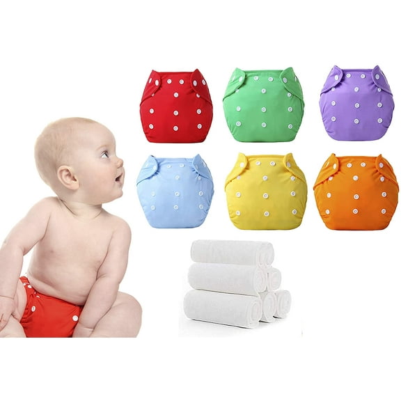 Paquete de 6 Pañales Ecológicos de Tela Hanylish Multicolor para Bebés de 0 a 3 Años
