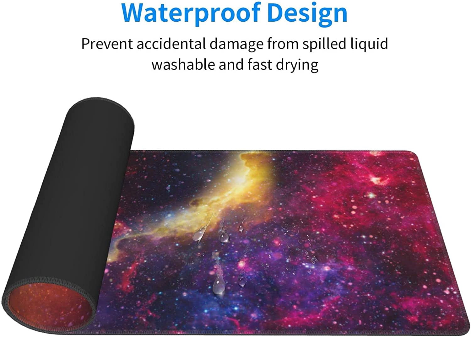XL Large Gaming Mouse Pad for Desk, Extended Mousepad Desk Mat Desktop, Big Long Beautiful Galaxy in Outer Space Deskpad for Laptop, Keyboard, Computer for Women Office (Rainbow Colors, 31.5*11.8 In)