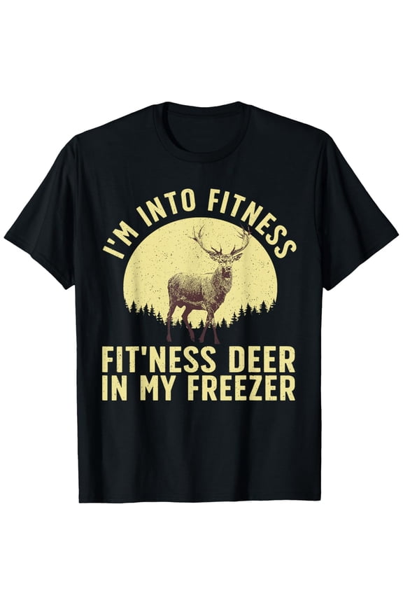 Funny Deer Hunting Art Wildlife Hunter Hunting T-Shirt, Black Comfortable Breathable Soft Tee, Men's 100% Cotton T-Shirt 180gsm