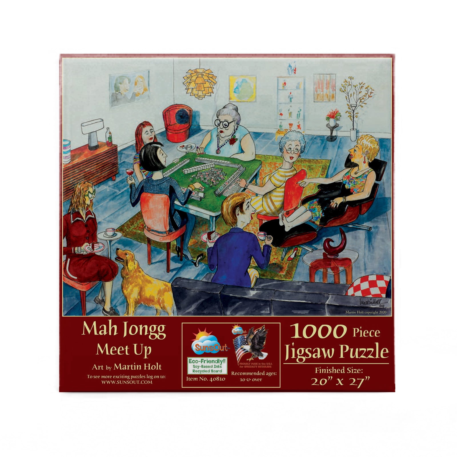 SUNSOUT INC - Mah Jongg Meet Up Puzzle for Adults , 1000 piece Jigsaw Puzzle by Artist: Martin Holt - Finished Size 20" x 27" - MPN# 40810