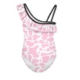 thumbnail image 4 of Uorisanigo Girls Swimsuit One Piece Size 3-4 Pink Cow Print Ruffle Bathing Suit Adjustable Strap Summer Beach Vacation Swimwear, 4 of 7